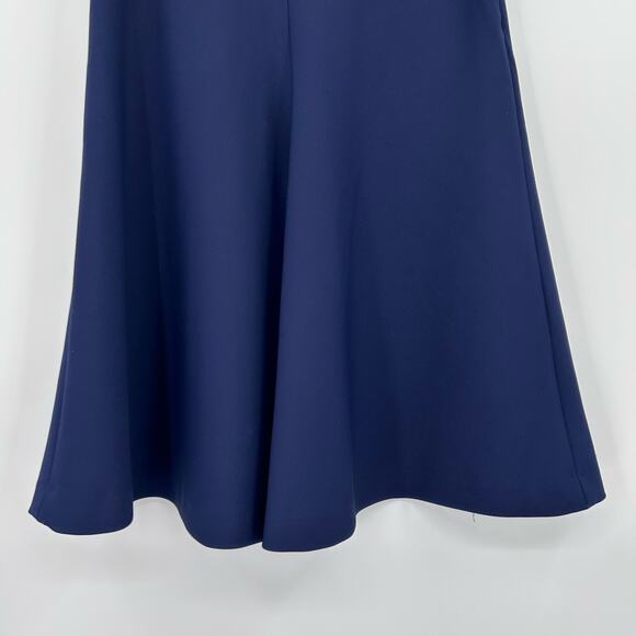 Milly Navy A-Line Flared Midi Skirt Workwear Quiet Luxury Preppy Womens Size 4 - Picture 5 of 12